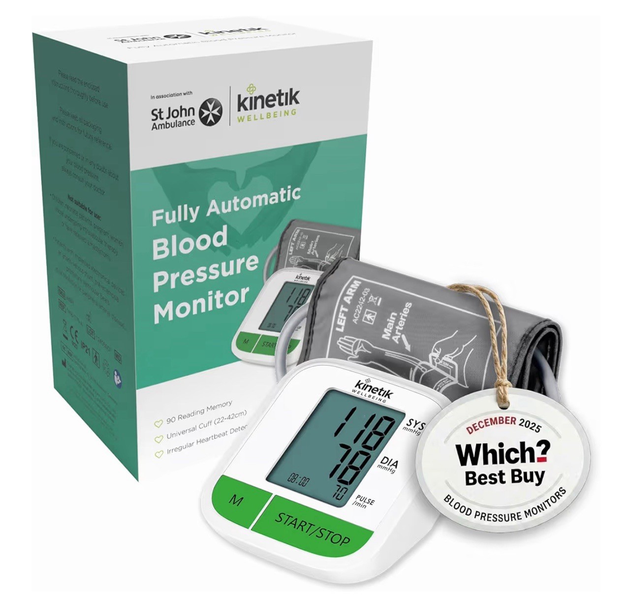 Kinetik Wellbeing Blood Pressure Monitors Large Cuff Universal (22-42cm) WBP1