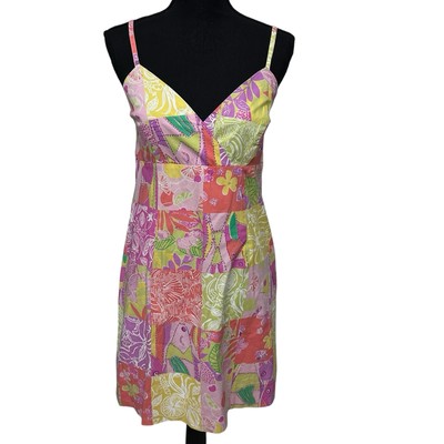VTG Lilly Pulitzer Dress Chef's Blend Patchwork Size 10P Spaghetti Straps  READ