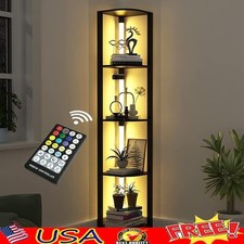 Multifunctional 5-Tier Corner Shelf W/ Remote Control LED Light Storage Display