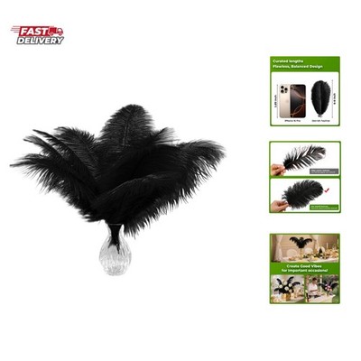 20 pcs Natural Black Ostrich Feathers 6-8 inch15-20 cm Bulk for DIY Clothes, ...