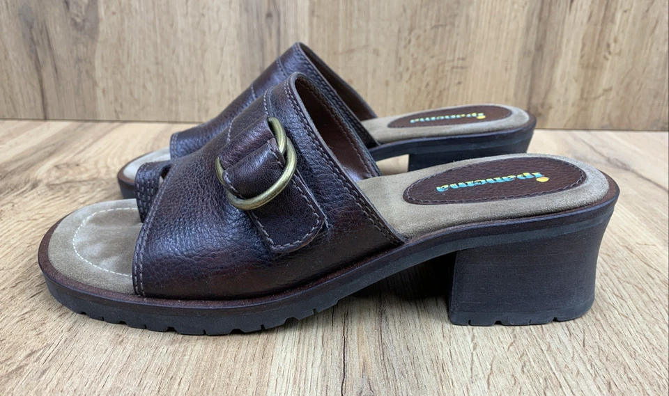 Sandalias Ipanema De Colección Tacón Grueso Deslizables Punta Lazo Hebilla Cuero Marrón Y2K Boho 9M Foto 3 de 4