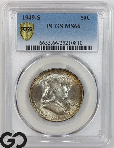 1949-S Franklin Half Dollar, PCGS MS-66 ** Beautiful Toner, Key Date!