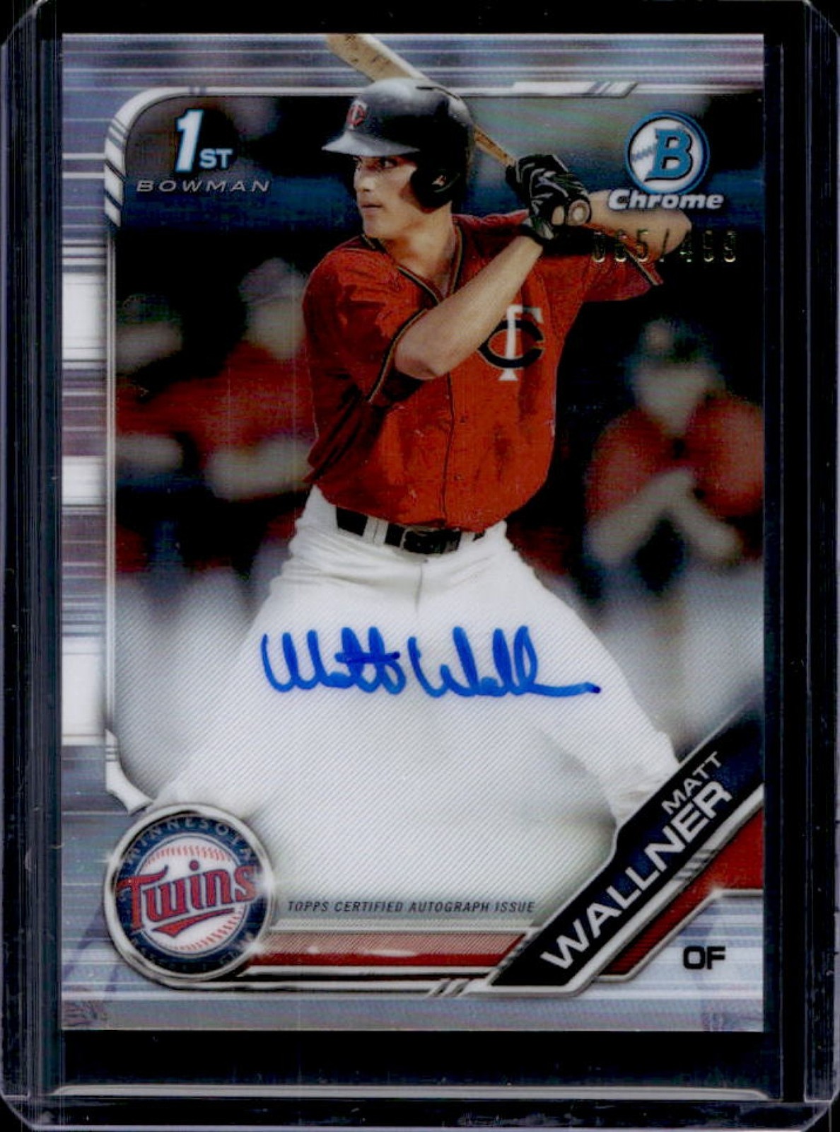 2019 Bowman Draft Matt Wallner Chrome Auto Refractor 1st Prospect #/499 Twins