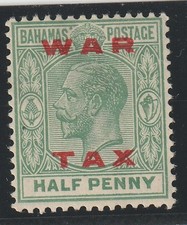 BAHAMAS - 1919 King George V Aufdruck KRIEGSSTEUER MR11 MLH