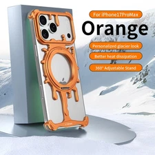 For iPhone 17 Pro Max 17 Pro Frameless Metal Mag Safe Case Magnetic Ring Stand