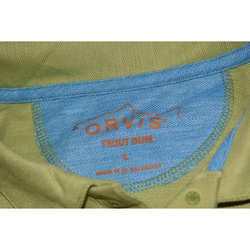 Orvis Golf Poloshirt Herren Größe Large USA Land Polyester Baumwolle Forelle Po - Bild 5 von 8