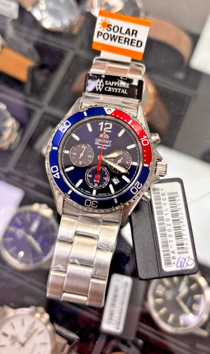 Orient Mako Solar Powered Pepsi Watch RA-TX0201L10B Men's for sale