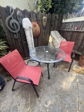 Round Glass Patio Table w/ 6 Chairs – Outdoor Dining Set