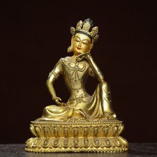 Copper gilding, colorful depiction, free thinking of Guanyin Buddha statue