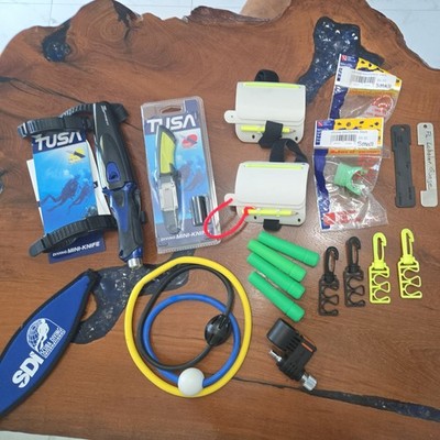 SCUBA Dive Accessories Assortment -  Clips, Tank Bangers. Dive Alert, and more.