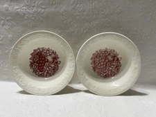 (2) Homer Laughlin “HARVEST”-White/Red Fruit Graphic-Embossed Rim-6.25” Bowls