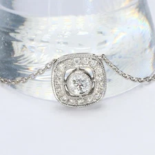 Diamond & White Gold Pendant Necklace with Chain - 0.07ct VS2/E