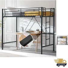 71 Inches Tall Loft Bed Twin Size with Flat Ladder Rung for Kids Teens Adults...