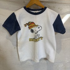 Rare VTG 70s Youth Snoopy Peanuts Norwich Short Sleeve Sweatshirt Two Tone