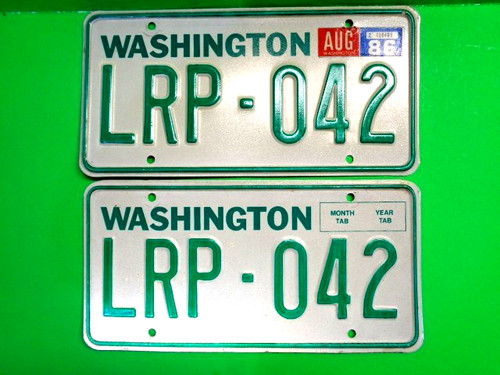 1983-1986 high quality Washington License Plate Pair for YOM (all original)