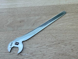 Very Rare Edwardian Novelty Sterling Silver Ruler in The Form of a Spanner.