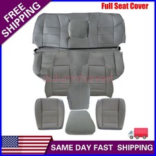8x For 2002-2007 Ford F250 Super Duty Front Rear Bench Leather Seat Cover Gray