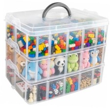 3-Tier Stackable Bead Organizer with Adjustable Dividers 1 pack 30 compartment