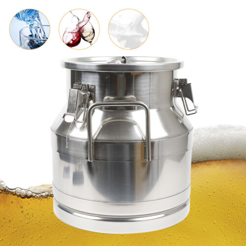 12 L Milk Can Stainless Steel Milk Transport Bucket Wine Pail Bucket Tote Jug US
