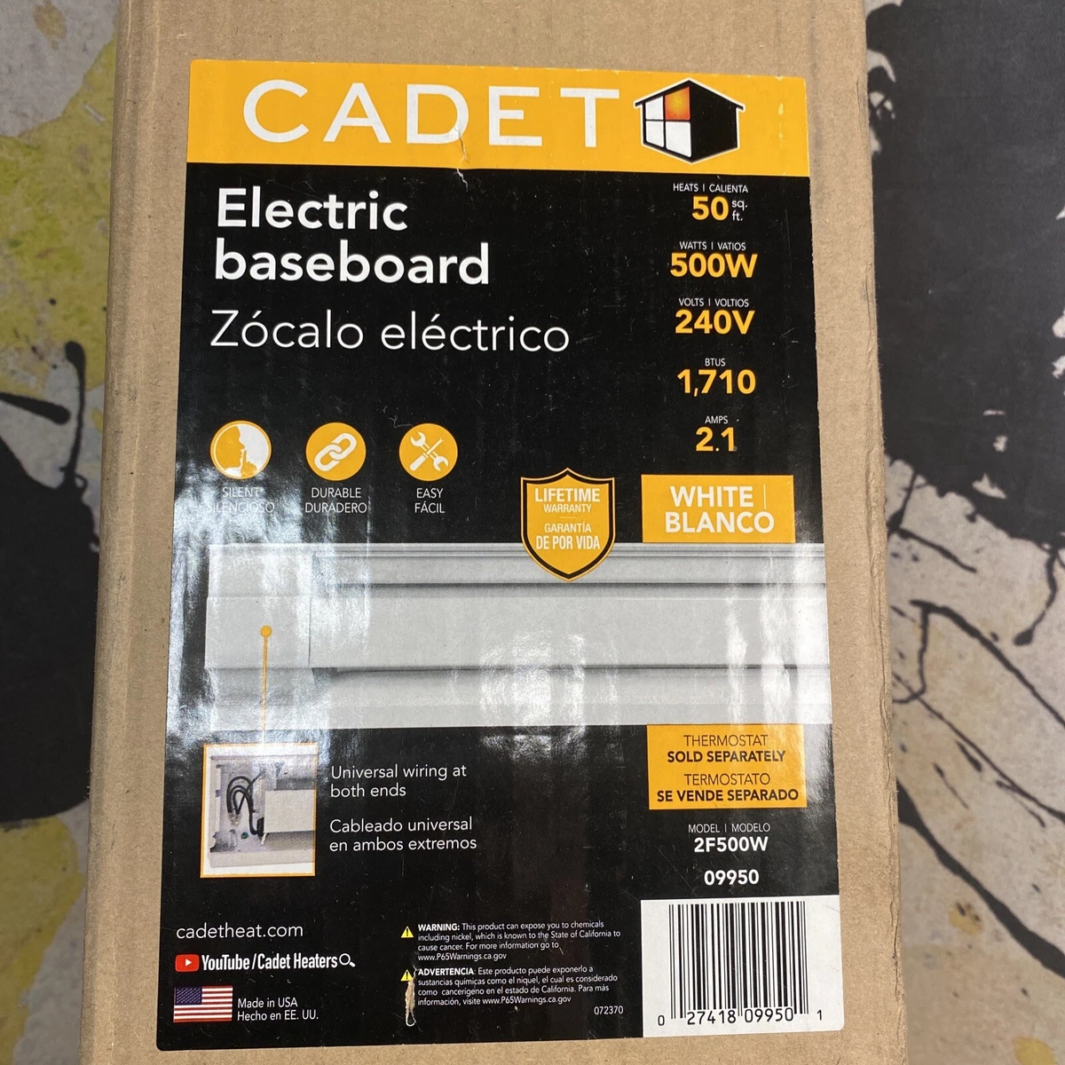 Cadet 09950 White Powder Coated Baseboard Electric Wall Heater 100 sq. ft.  27418099501 | eBay