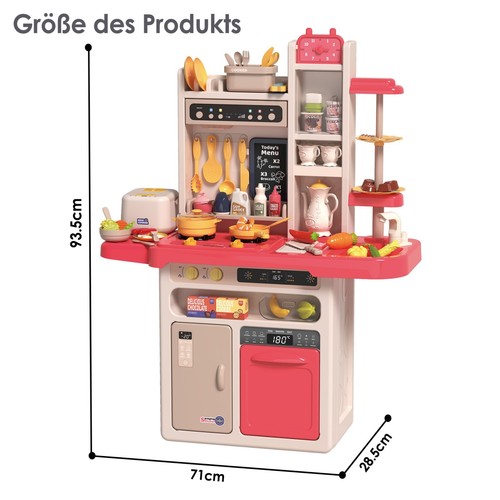 Cuisine de jeu cuisine pour enfants avec accessoires de cuisine, lumière, spray, effets d'eau rose - Photo 7/7