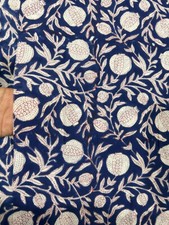 Indian 5 Yard Hand Block Floral Print 100 Cotton Dressmaking Craft Fabric