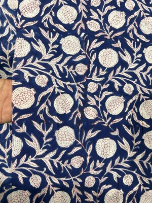 Tissu artisanal indien de couture 100 % coton imprimé floral bloc main de 5 y... - Photo 1/4