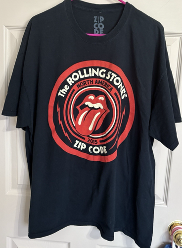 Rolling Stones 2015 Zip Code Tour T shirt Size 2X Black 100 Percent Cotton