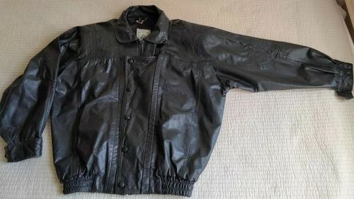 Men black  lether jacket - Genuine Argentinian lether  Small - product listing photo