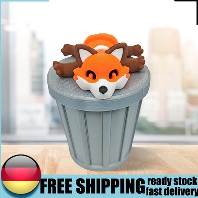 Desk Pet Fidget Toy with Trash Can 3D Printed Animal Toy for Home Office Decor