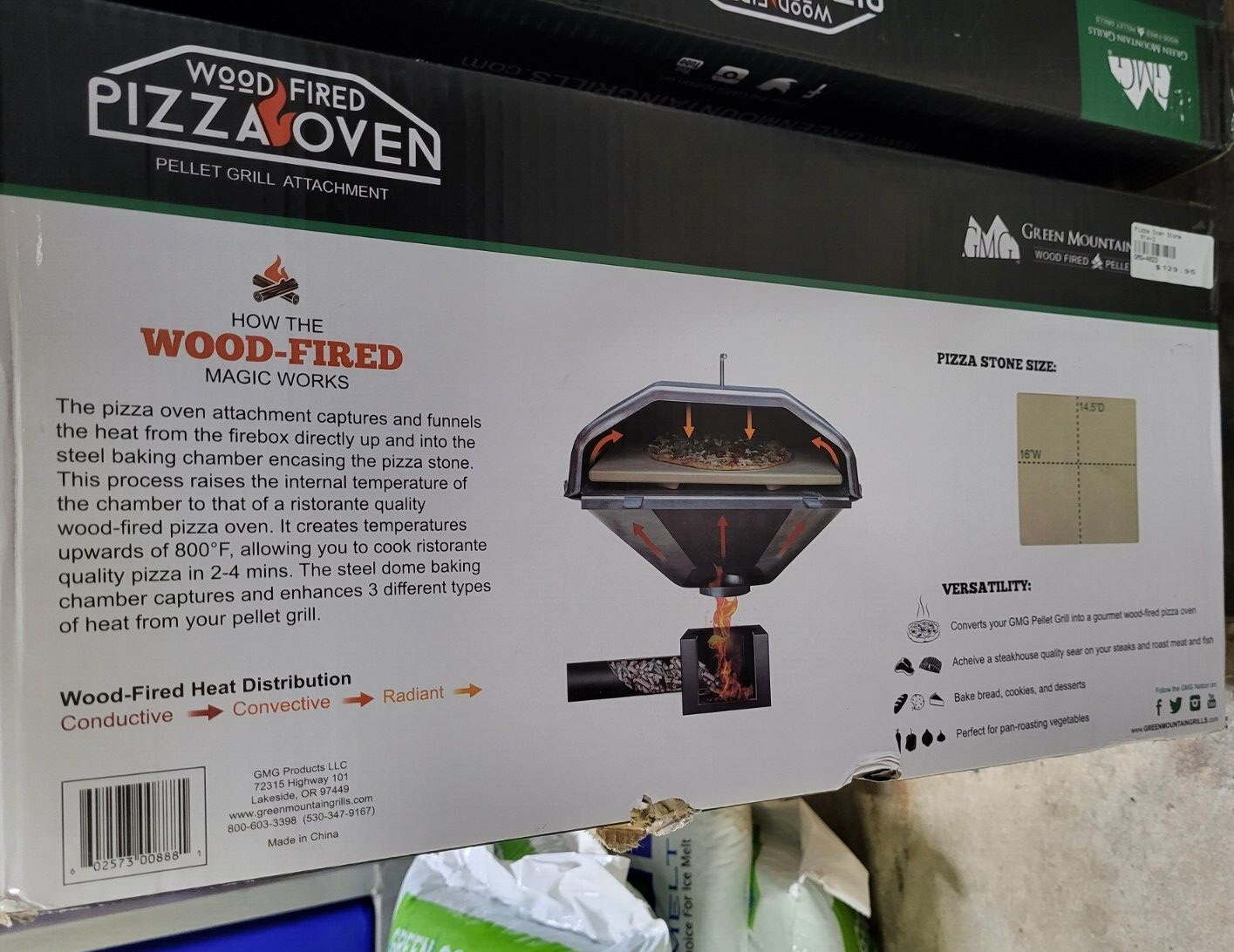 GREEN MOUNTAIN PIZZA OVEN ATTACHMENT FOR PEAK / LEDGE PELLET GRILL GMG