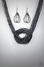 Paparazzi jewelry Knotted Knockout Metallic Blue Seed Bead Necklace