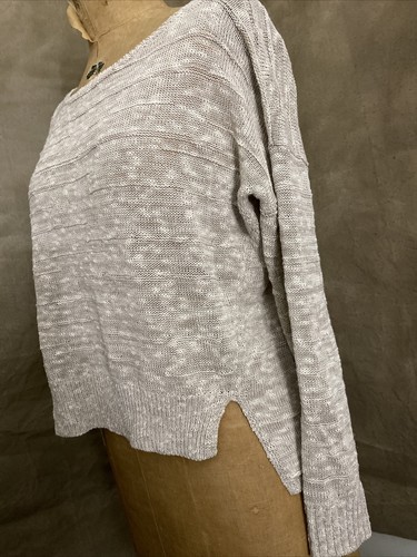 Eileen Fisher ORGANIC LINEN Cotton Blend Marled Sand Khaki Tan Relaxed Sweater S - Picture 5 of 6
