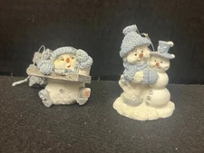 THE ENCORE GROUP 1999/2000 SNOWMEN CHRISTMAS ORNAMENTS LOT OF 2