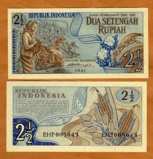 Indonesia 2 1/2 Rupiah 1961 P 79 UNC