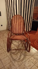Original Thonet Wien Schaukelstuhl, Holz braun, Rattan, sehr gut erhalten