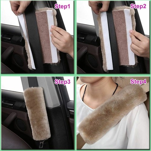 2pcs Car Auto Plush Seat Belt Covers Shoulder Strap Pads Cushion Headrest USA - Picture 6 of 8