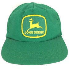 Vintage John Deere Hat Patch Cap Snapback Logo Made In USA Farming Trucker Green
