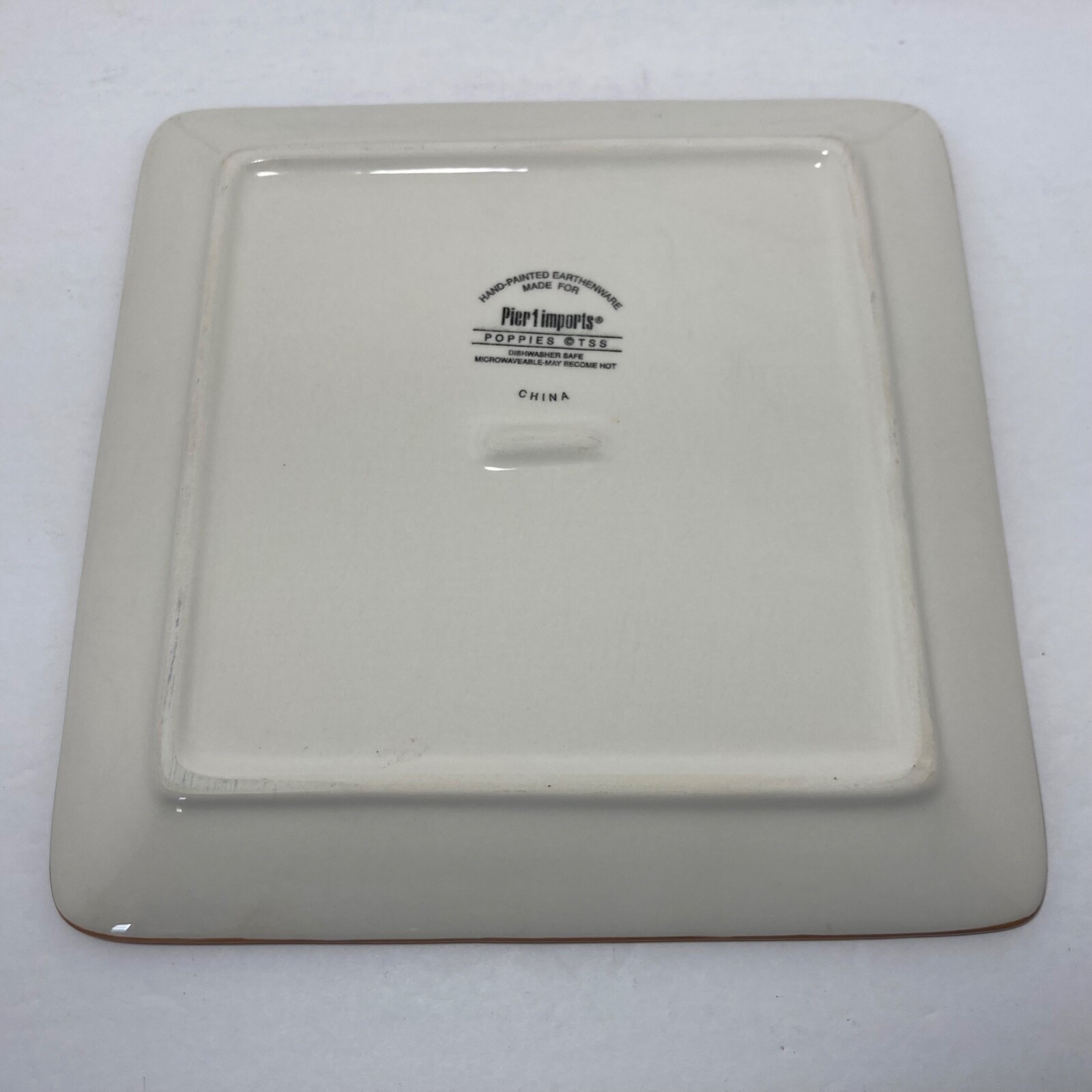 Pier 1 Poppy Dessert Salad  Luncheon Plate 6" REPLACEMENT Handpainted Square