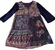Soft Surroundings All Together Patchwork Dress Boho Hippie Fall Y2K XS