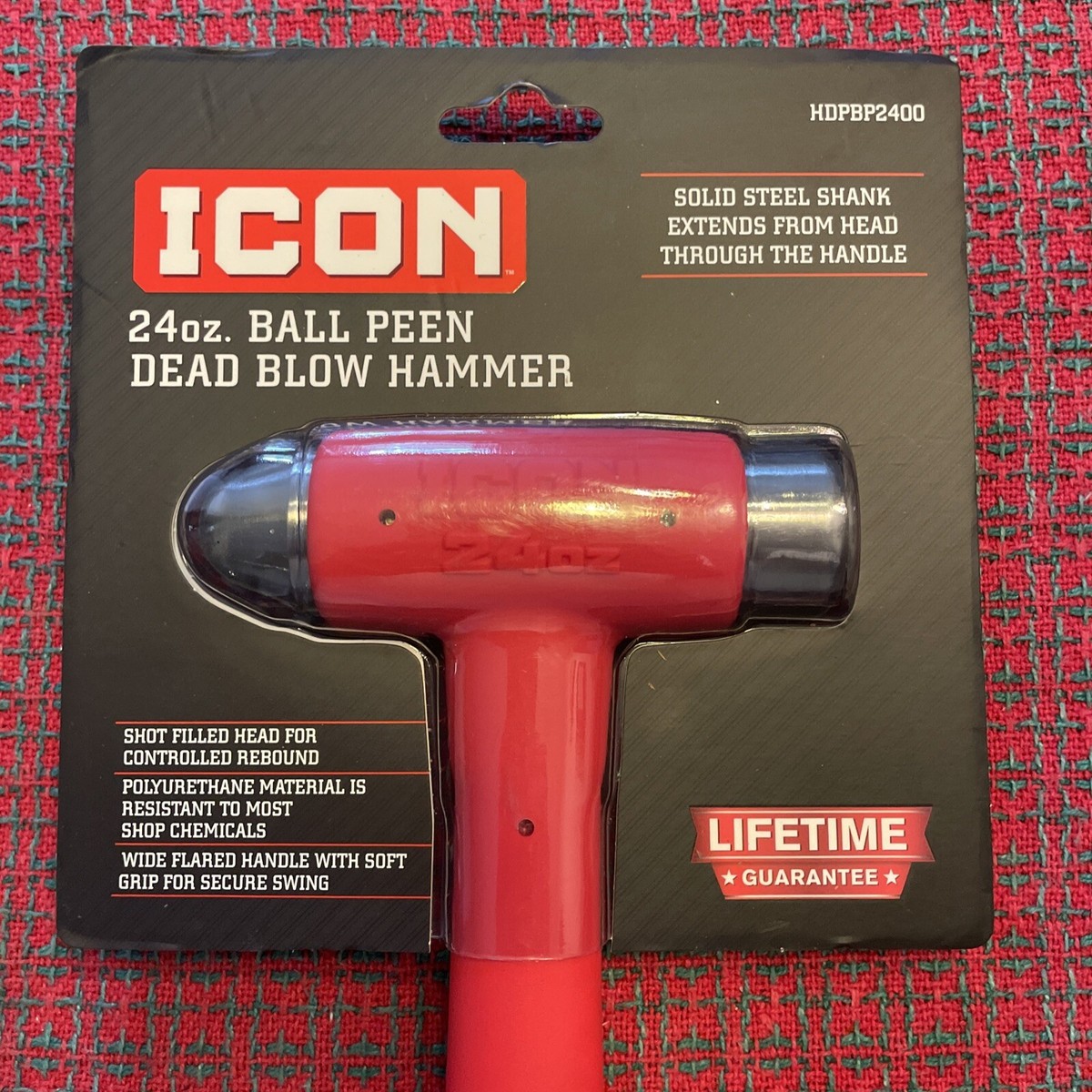 NEW ICON 24oz Dead Blow Hammer Ball Peen/Pein Dual Face Flat 