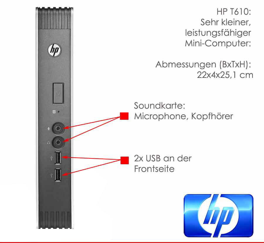 Mini Computer HP T610 Dual Core CPU 4GB DDR3 RAM 2x SATA USB 3.0