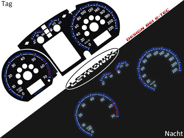 Selbstleuchtende Tachoscheiben Plasma Tacho VW Polo 9N Benziner 0-220 Km/H #-image