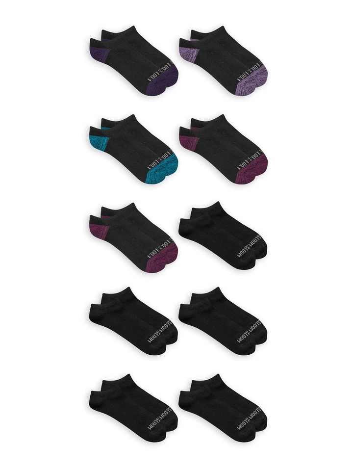 Calcetines acolchados suaves para mujer Fruit of the Loom No Show, paquete de 10 Foto 3 de 4