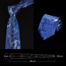 Men Satin Neck Tie Necktie Dragon Pattern Bridegroom Office Working Ethnic Retro