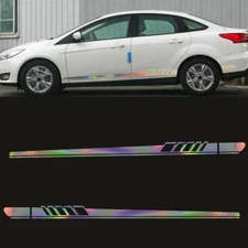 New 2Pcs Reflective Car Body Both Side Graphics Vinyl Long Stripe Decals Sticker