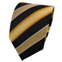 Tigertie Seidenkrawatte Gold Gelb Silber Schwarz Gestreift - Krawatte Seide Tie