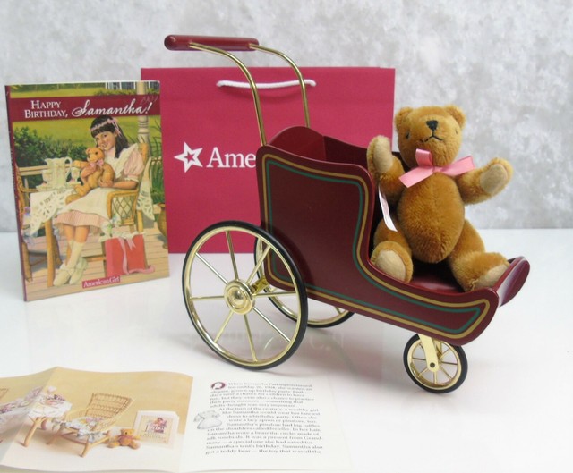 American Girl Samantha's Elegant Doll Pram & Mohair Teddy Bear for sale