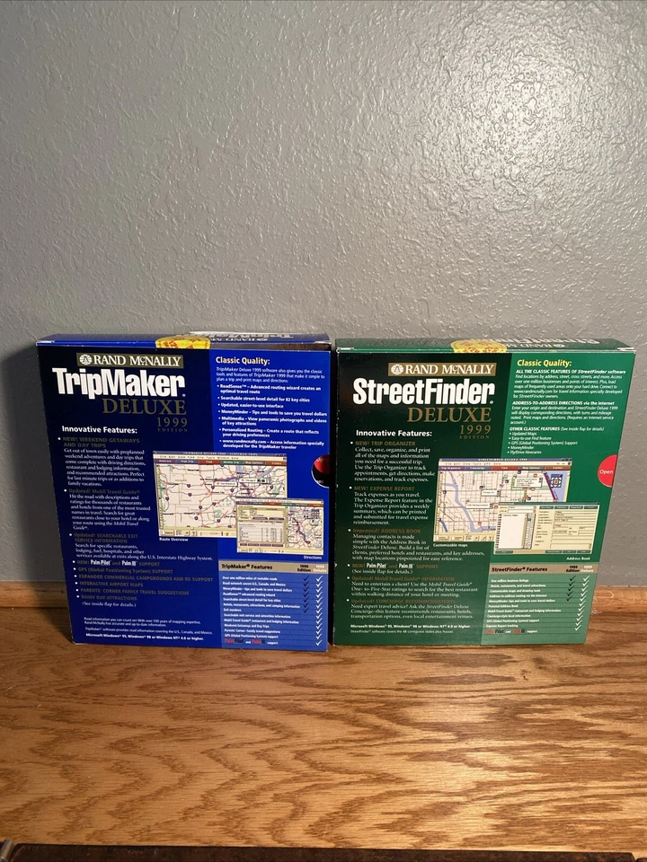 Rand McNally TripMaker & StreetFinder Deluxe 1999 PC Big Box Win 95/98 New Seal - Image 2 of 4