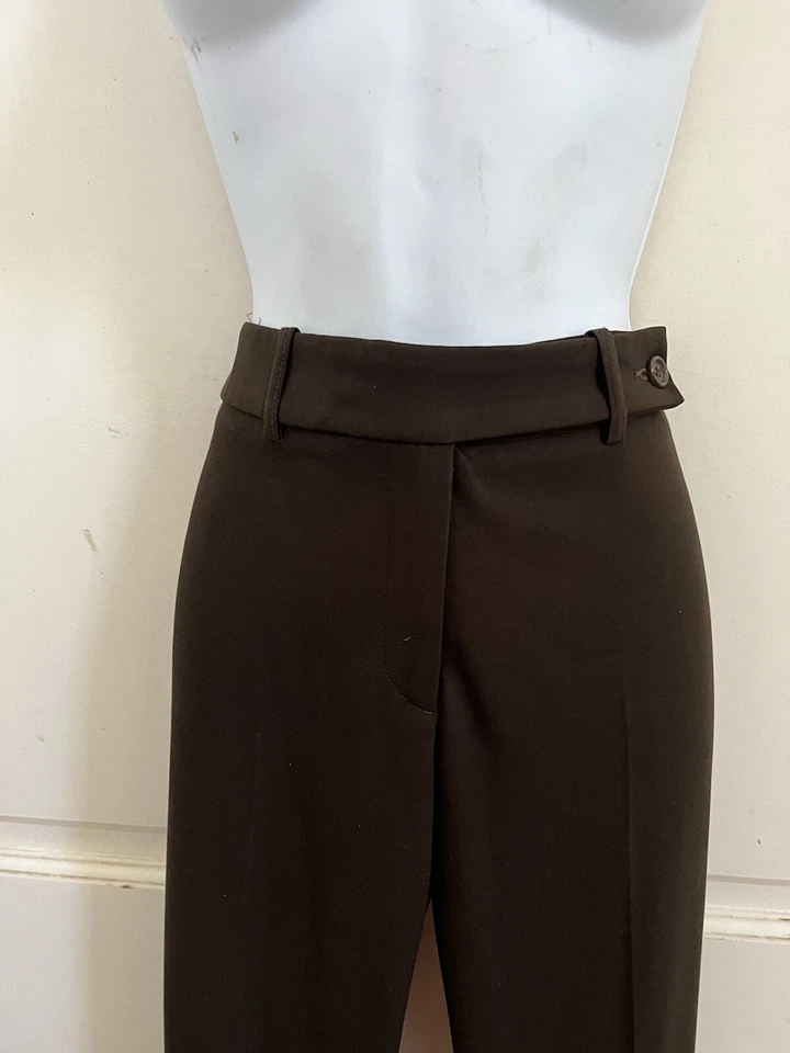 MICHAEL KORS ITALY Chocolate Brown 100% Virgin Wool High Rise Dress Pants Sz 2 - Image 3 of 4